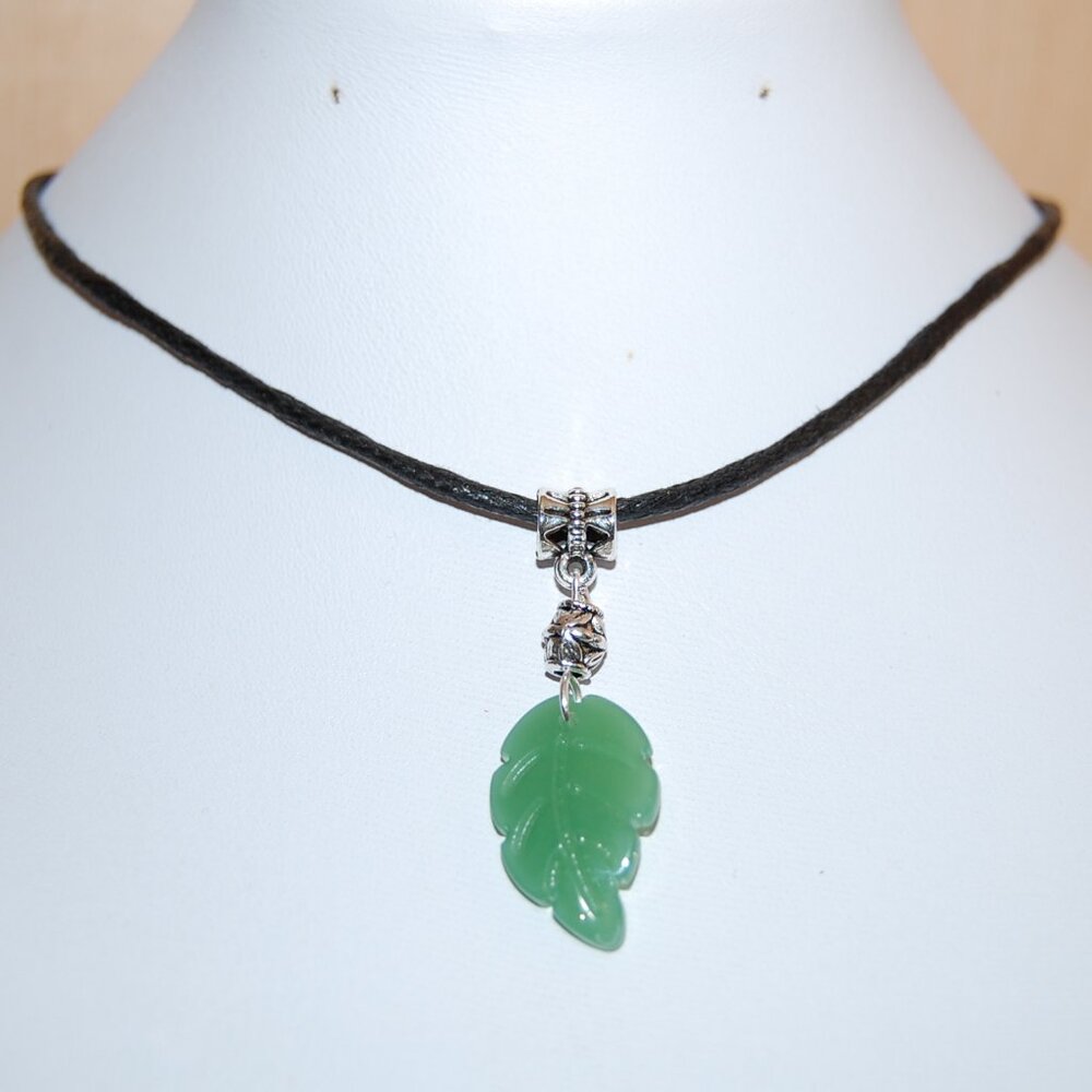 Jade Pendant Necklace,Jade Leaf Pendant Cord Necklace,Jade Necklace